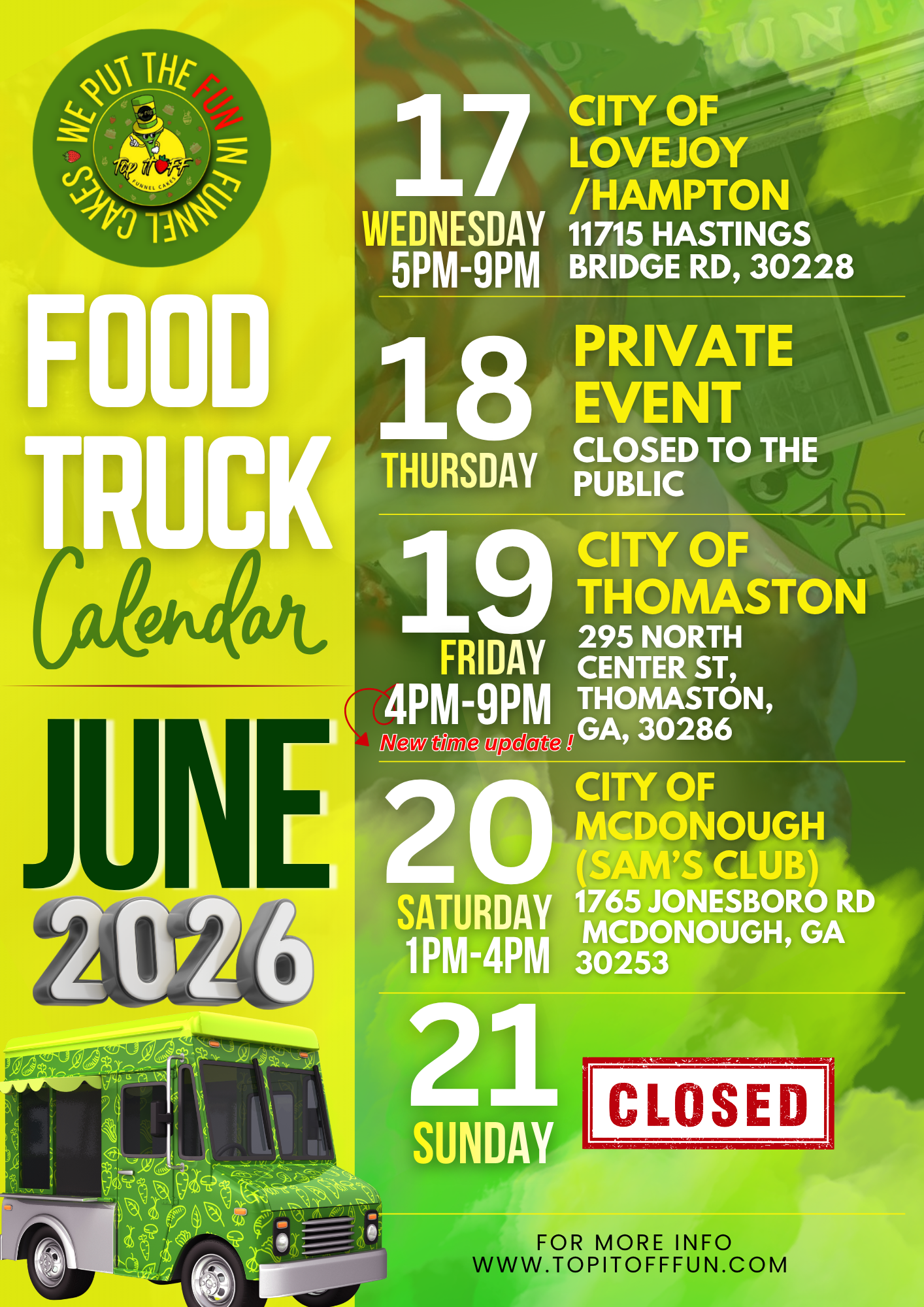 food truck REVISE SCHEDULE