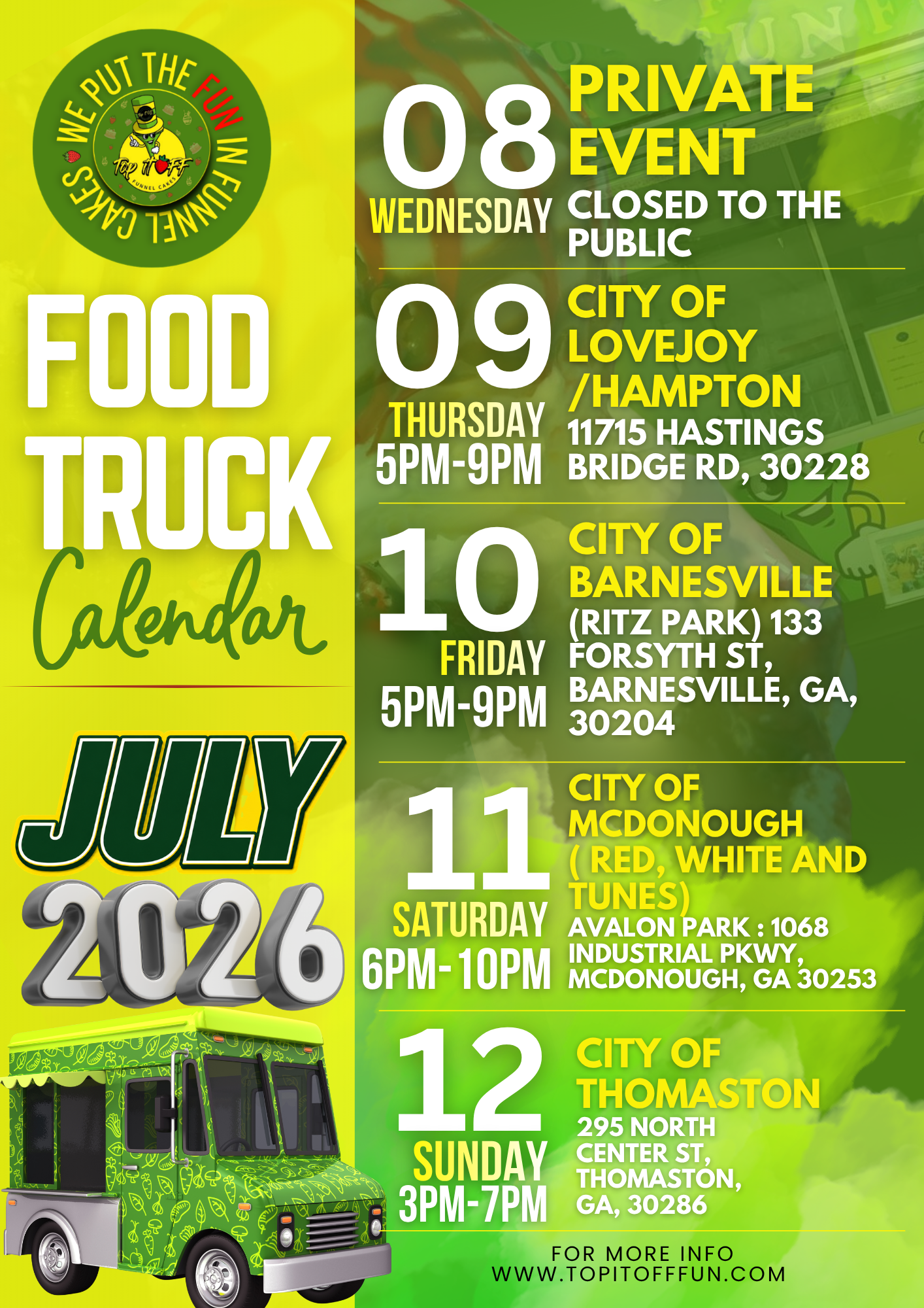 food truck REVISE SCHEDULE